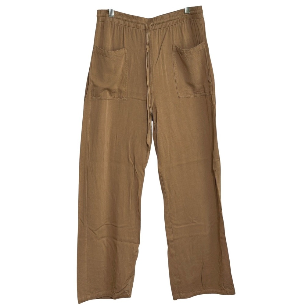Shinestar Relaxed Pants Women Camel Brown Elastic Waist Drawstring JR L